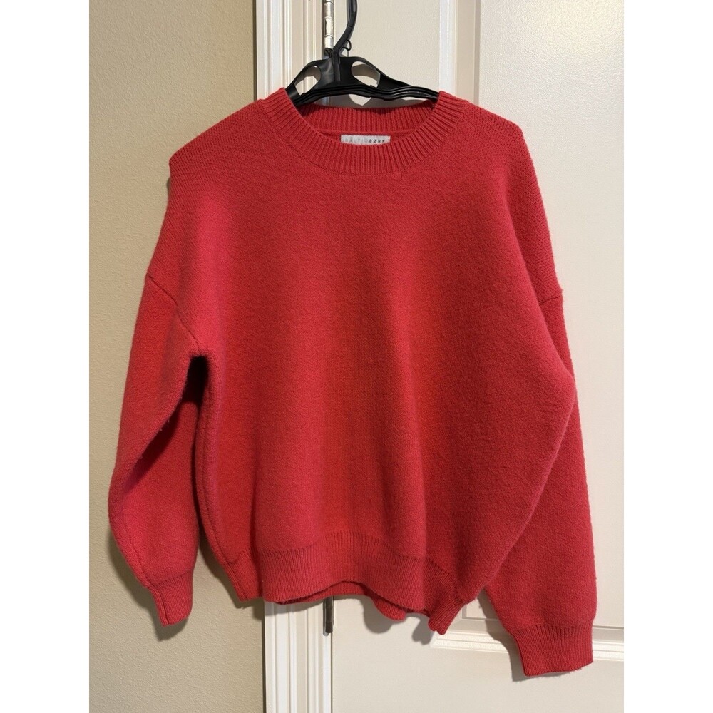 Baltic Born Tyson Knit Sweater Women XL Cherry Red Crewneck Pullover Oversized
